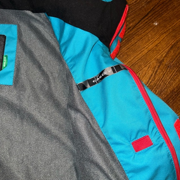 Oakley Teal Blue & Red Ski Snowboard Zip Up Hooded  Winter Jacket Size M RARE - Picture 9 of 15